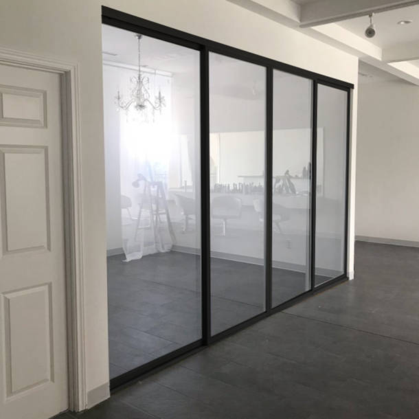 The Sliding Door Company 4- Panel Clear Glass Sliding Room Divider ...